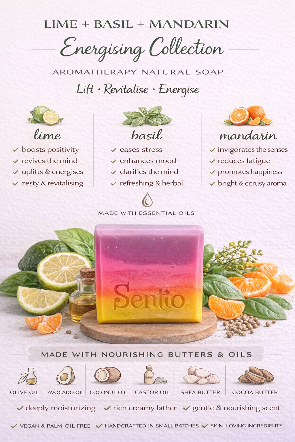 Lime, basil & mandarin soap